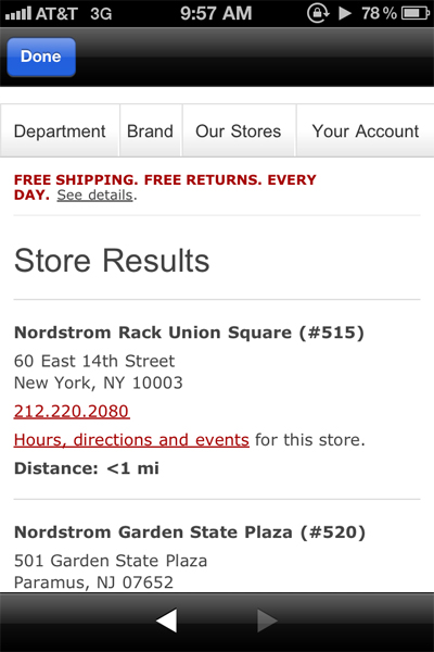 Nordstrom aims for in-store draw with location-based mobile ads