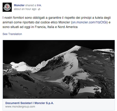 Fashion law post covering Moncler's response to unethical goose plucking