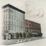 Illustration of original Barneys store in Chelsea