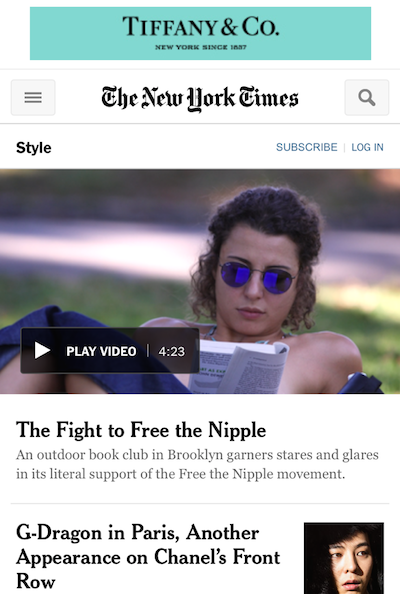 Tiffany ad NYTimes
